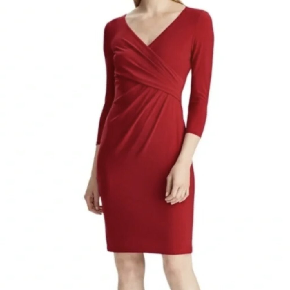 Lauren Ralph Lauren Red Faux Wrarp Dress Size 8